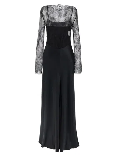Alberta Ferretti Black Satin Long Dress