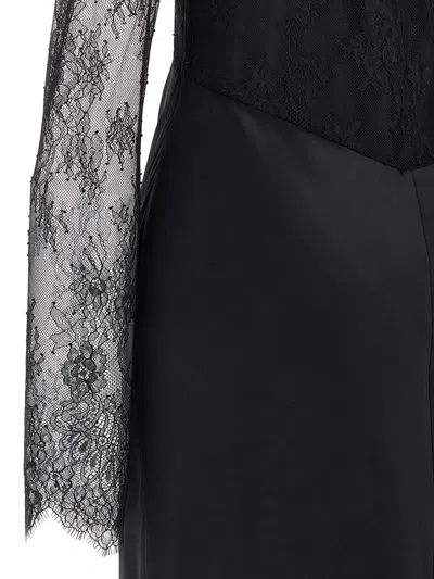 Alberta Ferretti Black Satin Long Dress