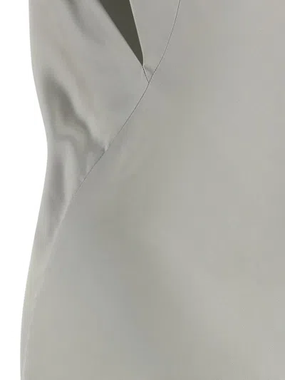 Alberta Ferretti Draped Satin Dress Asymmetric Neckline In Gray