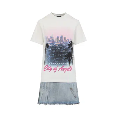 Balenciaga Layered Mini Dress With Denim Skirt Effect
