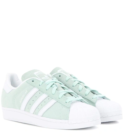 Adidas Originals Superstar Suede Sneakers In Green