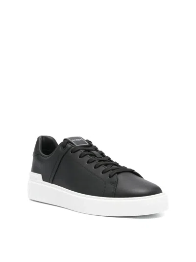 Balmain B Court Sneakers In Black Calfskin