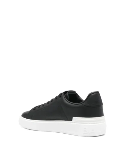 Balmain B Court Sneakers In Black Calfskin