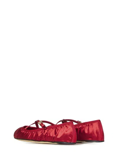 Dolce & Gabbana Ballerinas Satin Leather Sole In Red