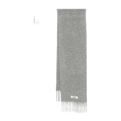 Jacquemus The Carro Fringed Scarf In Gray