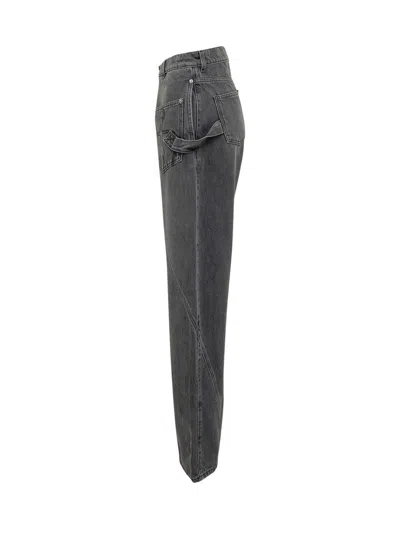Jw Anderson J. W. Anderson Wide-leg Twisted Design Denim Pants In Gray