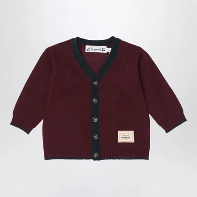 Bonpoint Burgundy Wool Cardigan In Burgundy