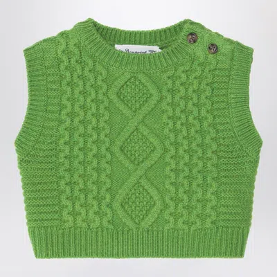 Bonpoint Green Wool-blend Cable-knit Gilet In Green
