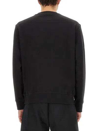 Hugo Boss Relaxed-fit Cotton-terry Sweatshirt With Rubber-print Logo In Black