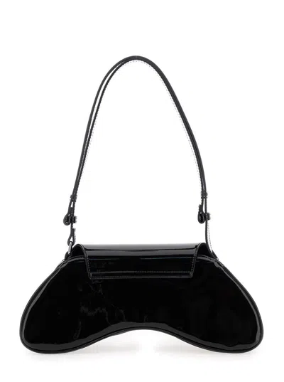 Diesel Play Black Shoulder Bag With Logo Plate In Tech Fabric Woman