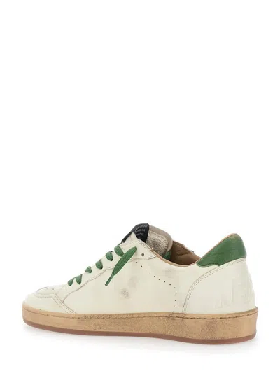 Golden Goose Ball Star Distressed Finish Leather Sneaker With Graffiti Print Shoes In White
