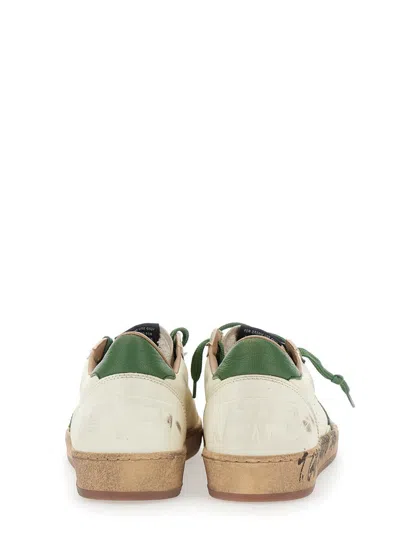 Golden Goose Ball Star Distressed Finish Leather Sneaker With Graffiti Print Shoes In White