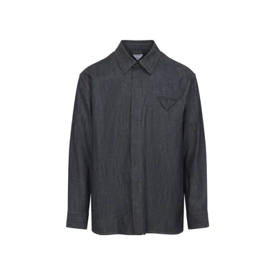 Bottega Veneta Triangle Back Denim Shirt In Black