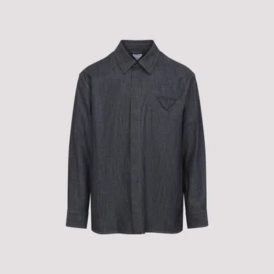 Bottega Veneta Triangle Back Denim Shirt In Black