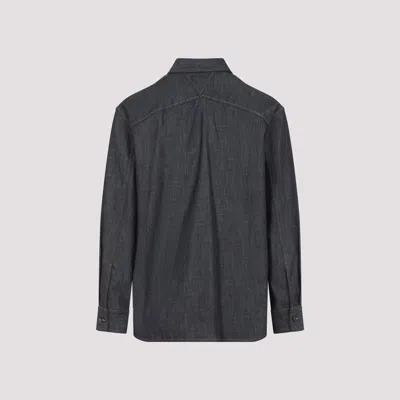 Bottega Veneta Triangle Back Denim Shirt In Black
