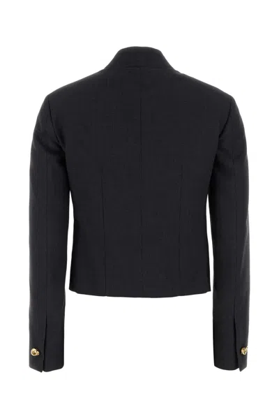 Bottega Veneta Cotton Blend Blazer Front Pockets In Black