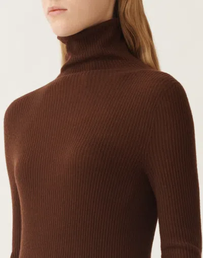 Fabiana Filippi Roll-neck Ribbed Jumper In Brown