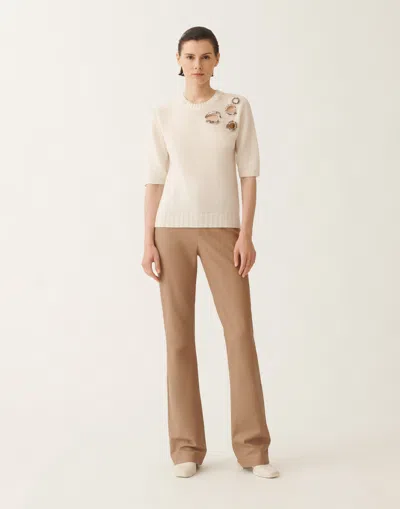Fabiana Filippi Embellished Short-sleeved Sweater In White