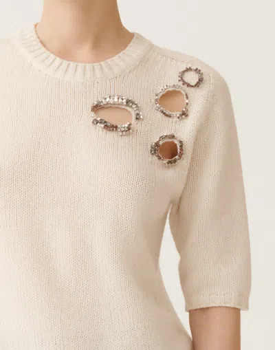 Fabiana Filippi Embellished Short-sleeved Sweater In White