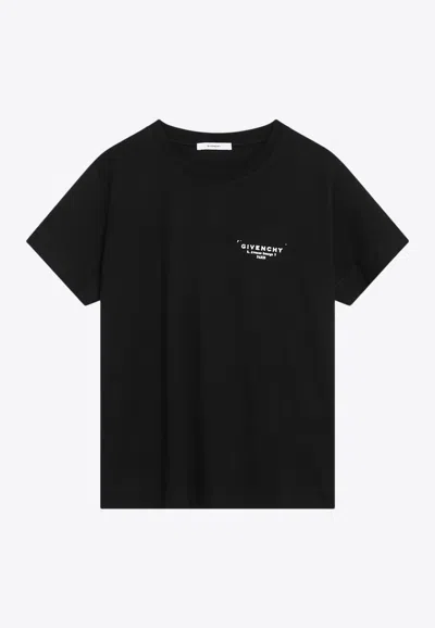 Givenchy Black Crewneck T-shirt With Logo Lettering On Front And Rear In Cotton Woman