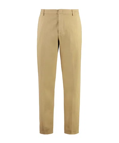 Dondup Cotton Regular-fit Straight-leg Trousers In Green