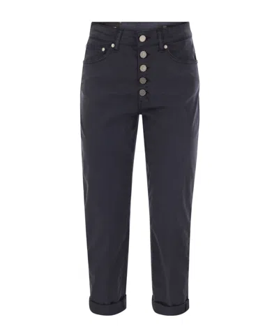 Dondup Fitted High-waist Cropped Trousers With Decorative Buttons