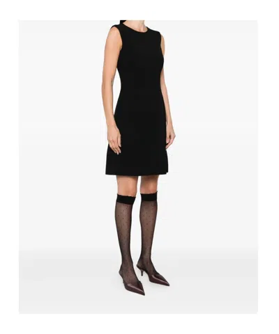 Dolce & Gabbana Leopard-print Lining Sleeveless Mini Dress Clothing In Black