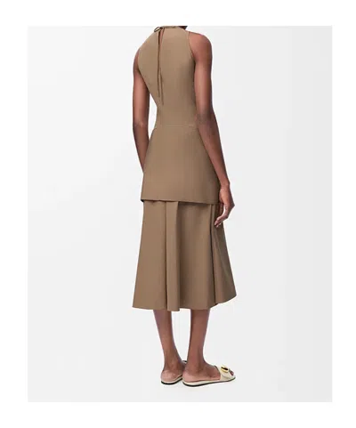 Loewe Womens Beige Wrap-tie Sleeveless Cotton Midi Dress In Brown