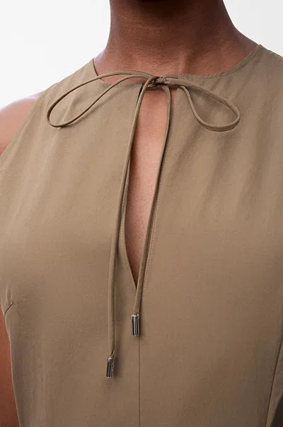 Loewe Womens Beige Wrap-tie Sleeveless Cotton Midi Dress In Brown