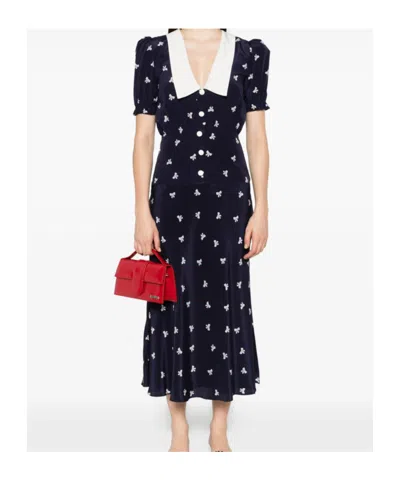 Alessandra Rich Crepe-trimmed Gathered Printed Silk Midi Dress