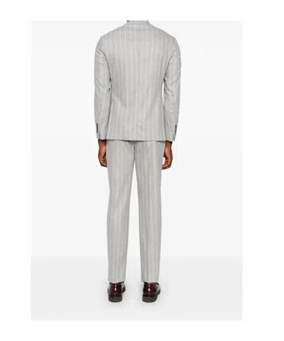 Eleventy Striped Suit In White