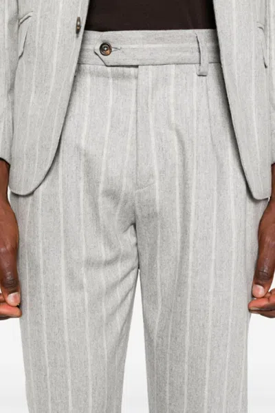 Eleventy Striped Suit In White