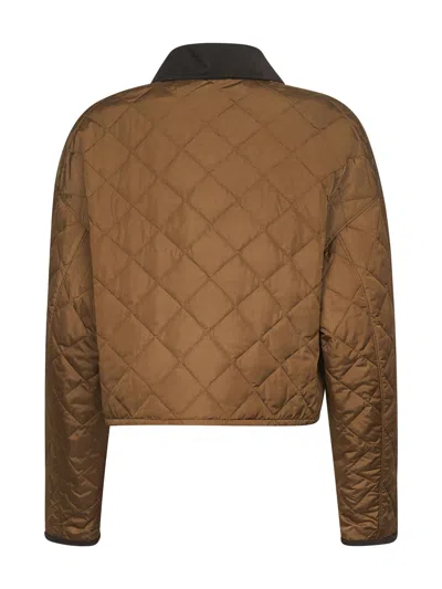 Prada Quilted Crop Jacket In Brown