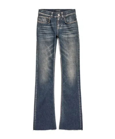 Balenciaga Washed-out Bootcut Jeans In Blue