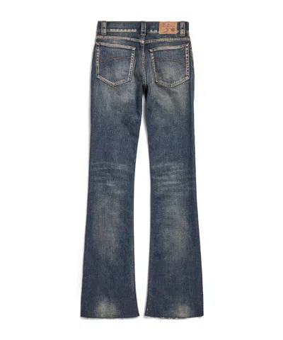 Balenciaga Washed-out Bootcut Jeans In Blue