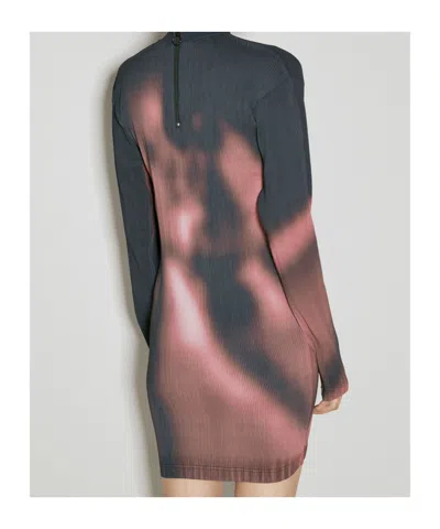 Eytys Rhye Pleated Graphic-printed Mini Dress In Brown