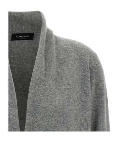 Fabiana Filippi Jewel Brooch Cardigan Sweaters And Cardigans Gray In Gray