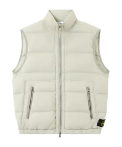 Stone Island Down Vest With Seamless Feather Tunnels And Anti-drop In Neutral