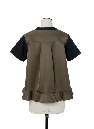 Sacai Round Neck Short Sleeve T-shirt In Black
