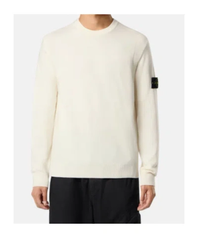Stone Island Textured Knit Sweater With Crew Neckline In Neutral