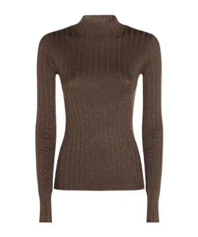 Brunello Cucinelli Ribbed-knit Cashmere And Silk-blend Top In Brown
