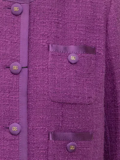 Dolce & Gabbana Violet Cotton Casual Jacket In Purple