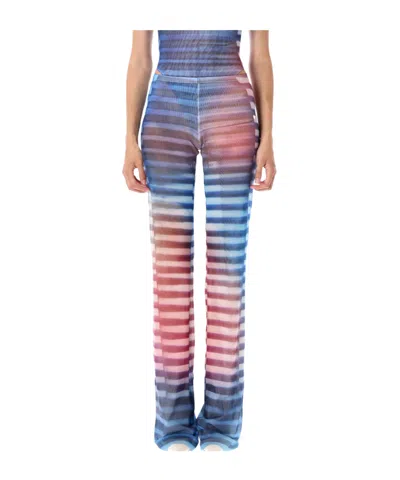 Jean Paul Gaultier Air Stripe High Waist Flared Pants In Multi