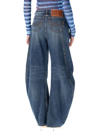 Jean Paul Gaultier Denim Strap Jeans In Blue