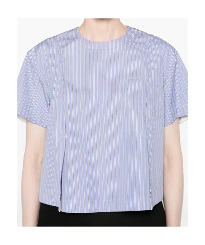 Sacai Crew Neck Blouse In Blue