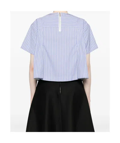 Sacai Crew Neck Blouse In Blue