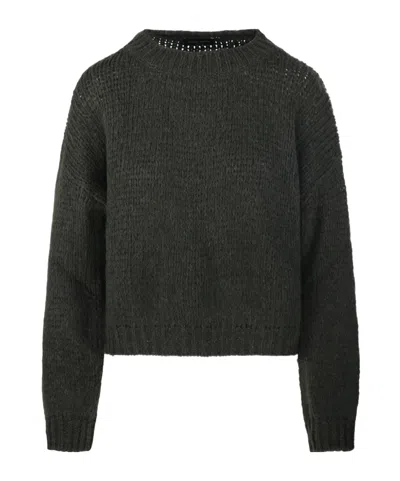 Roberto Collina Textured Round-neck Sweater In Black