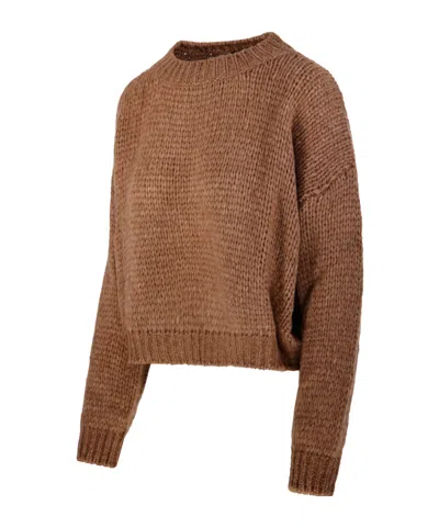 Roberto Collina Round-neck Knitted Sweater In Brown