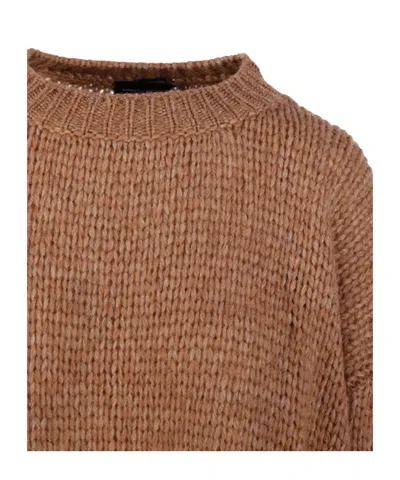 Roberto Collina Round-neck Knitted Sweater In Brown