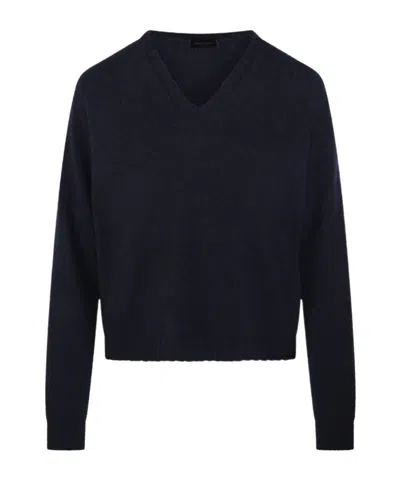Roberto Collina V-neck Long-sleeve Sweater In Blue